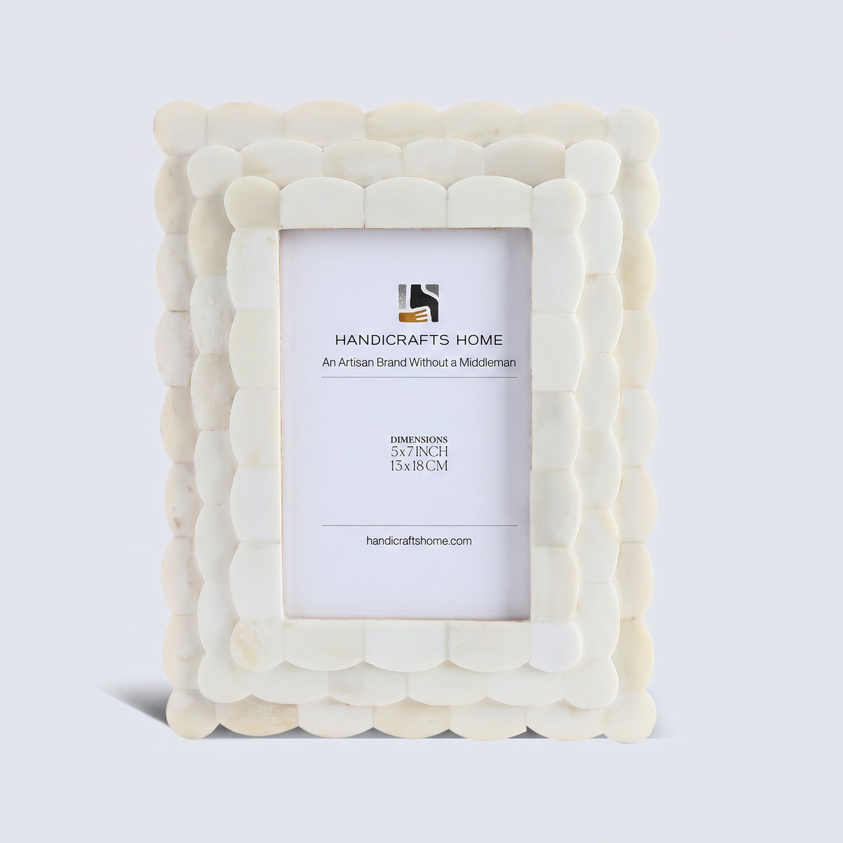 Ivory scalloped bone inlay picture frame