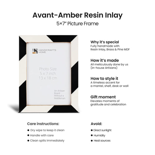 Artisan Bedazzle black and white resin inlay picture frame