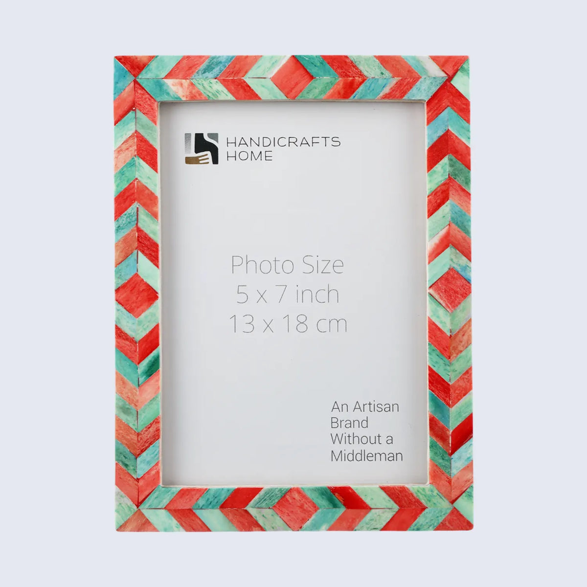 Red and green mosaic chevron picture frame