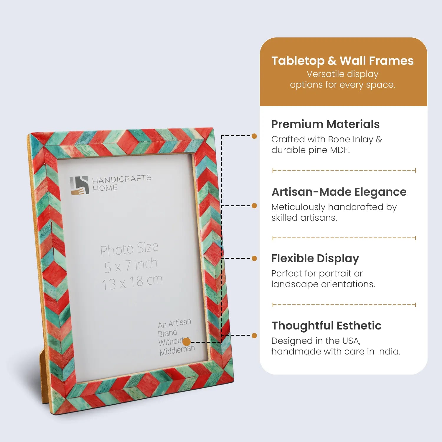 Picture Frame Mosaic Chevron Collection Resin Inlay Green Red 3 Sizes