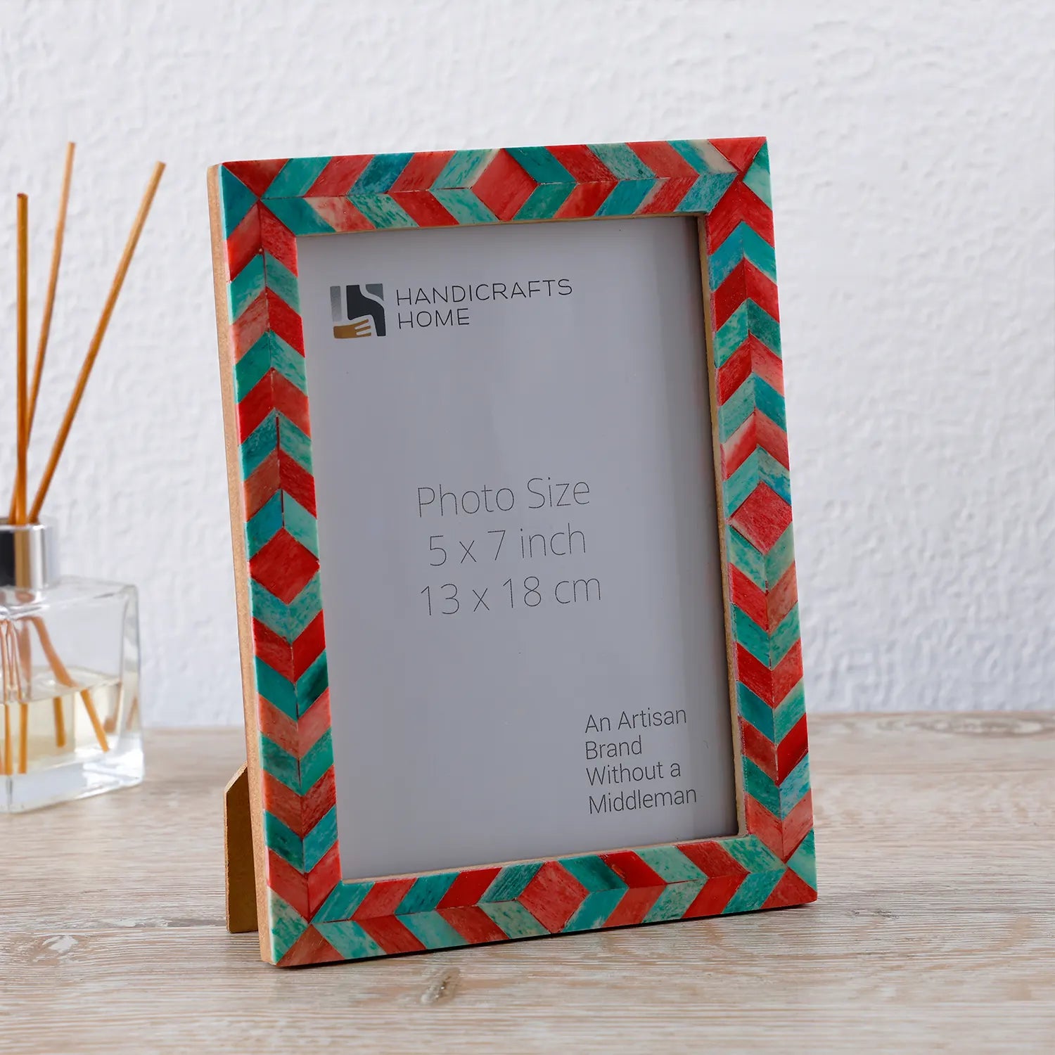 Picture Frame Mosaic Chevron Collection Resin Inlay Green Red 3 Sizes