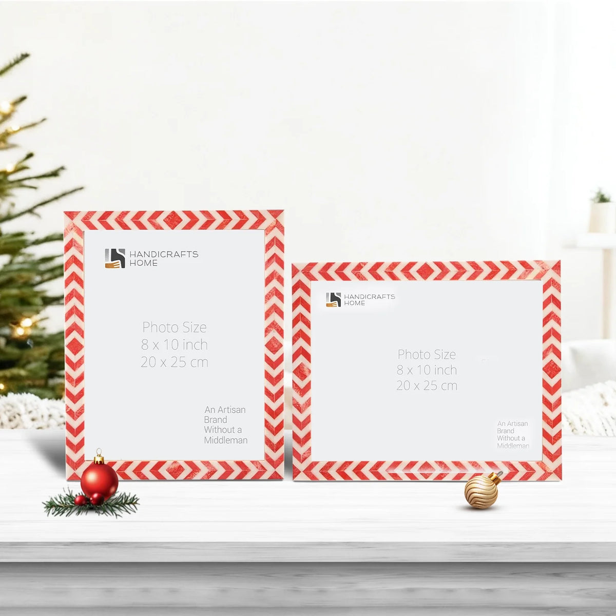 Lisbon red and white resin inlay picture frame set