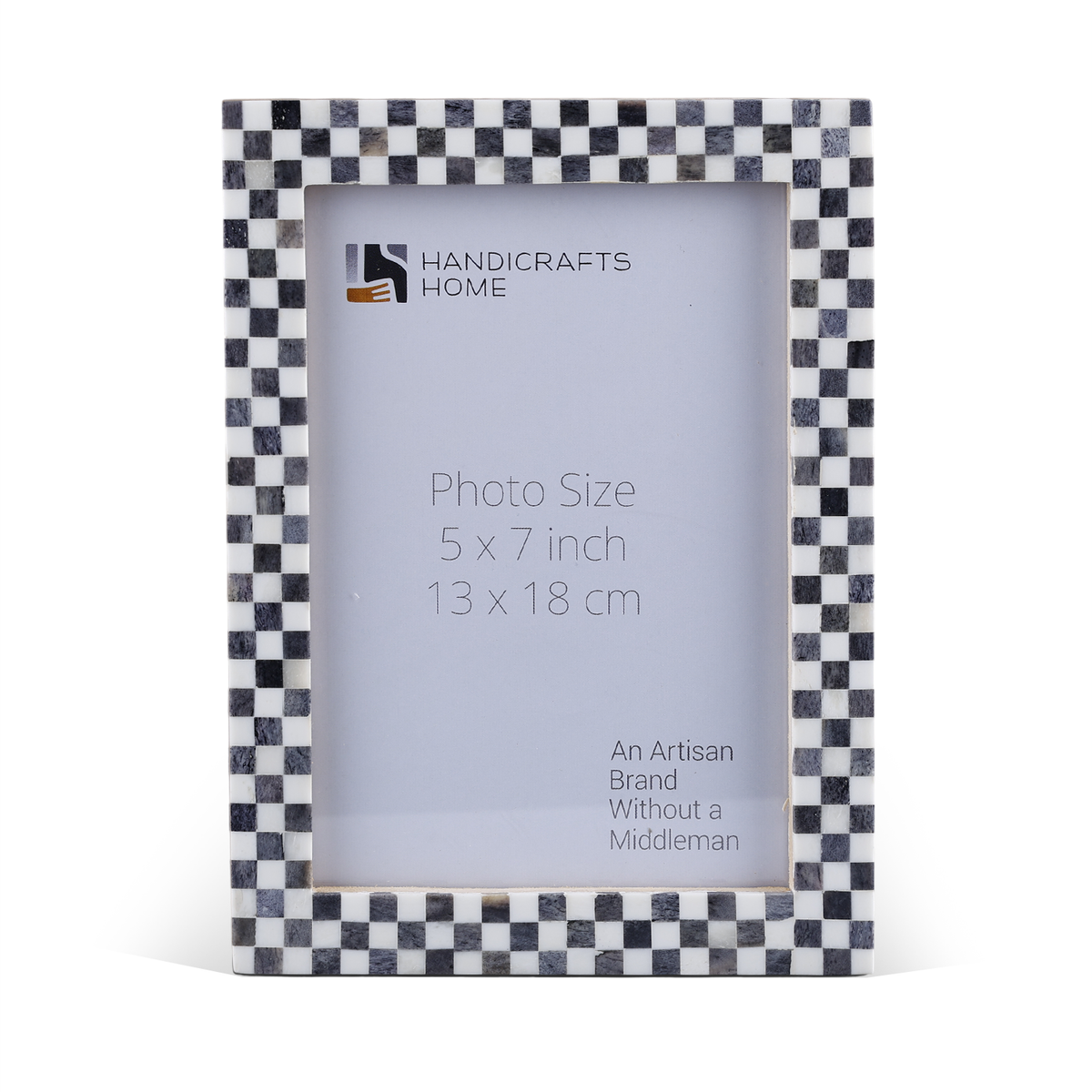 Grey and white checkered bone inlay picture frame