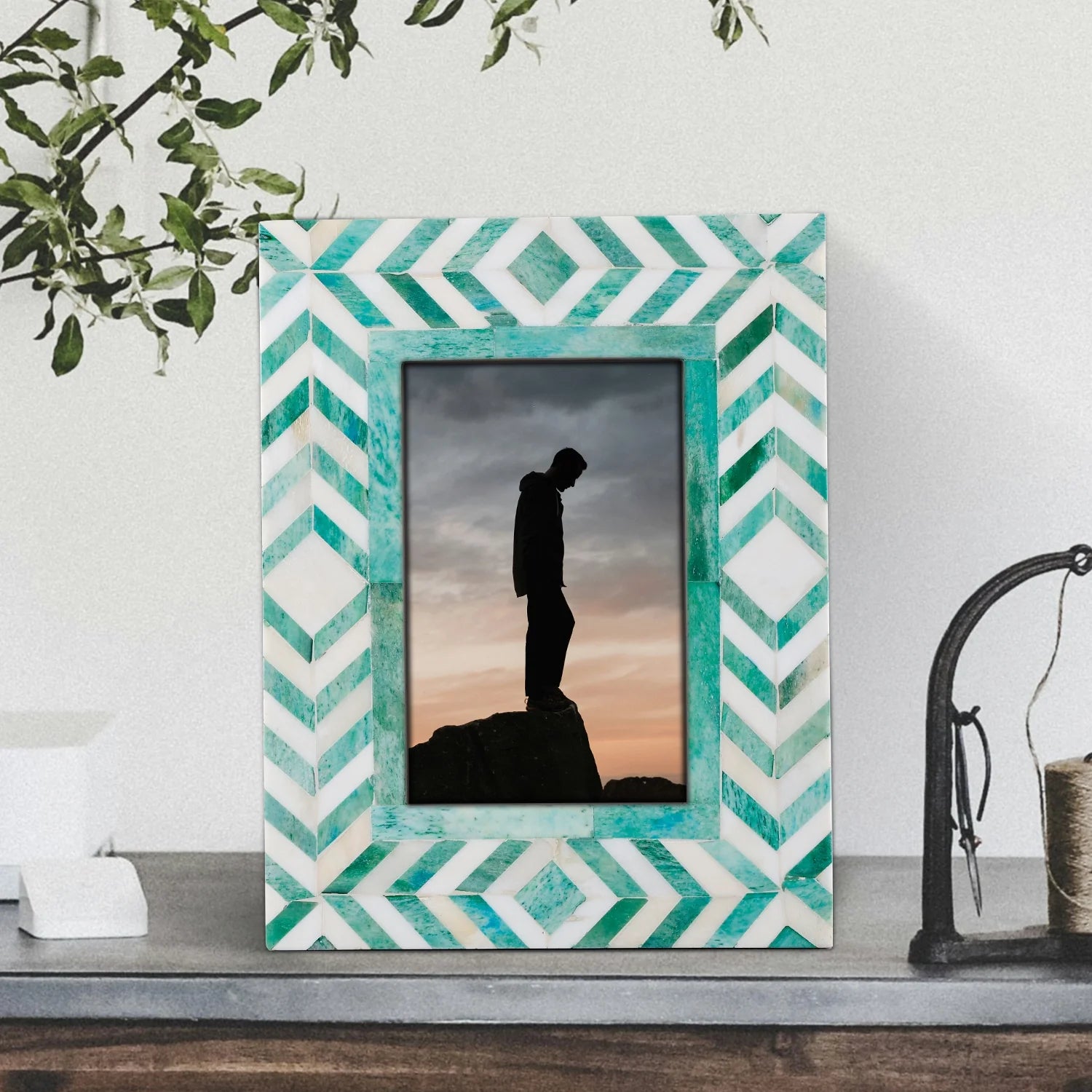 Green Taj bone inlay picture frame