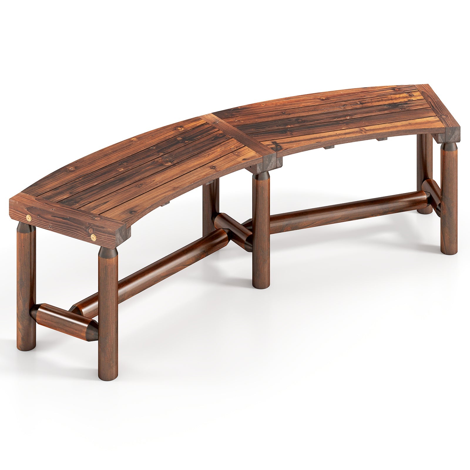Curved Solid Wood Fire Pit Bench