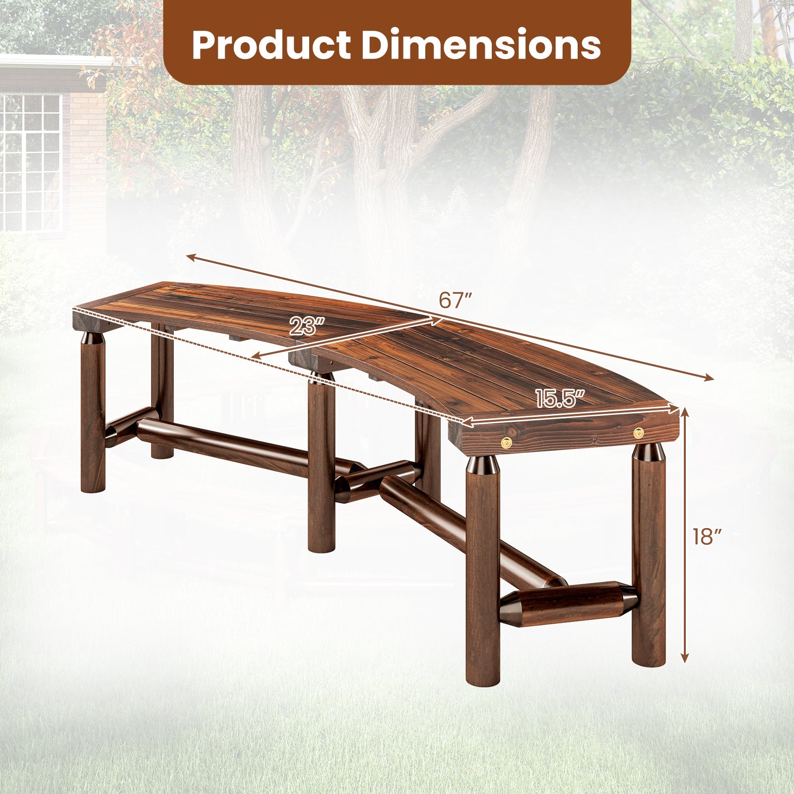 Curved Solid Wood Fire Pit Bench