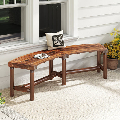 Curved Solid Wood Fire Pit Bench