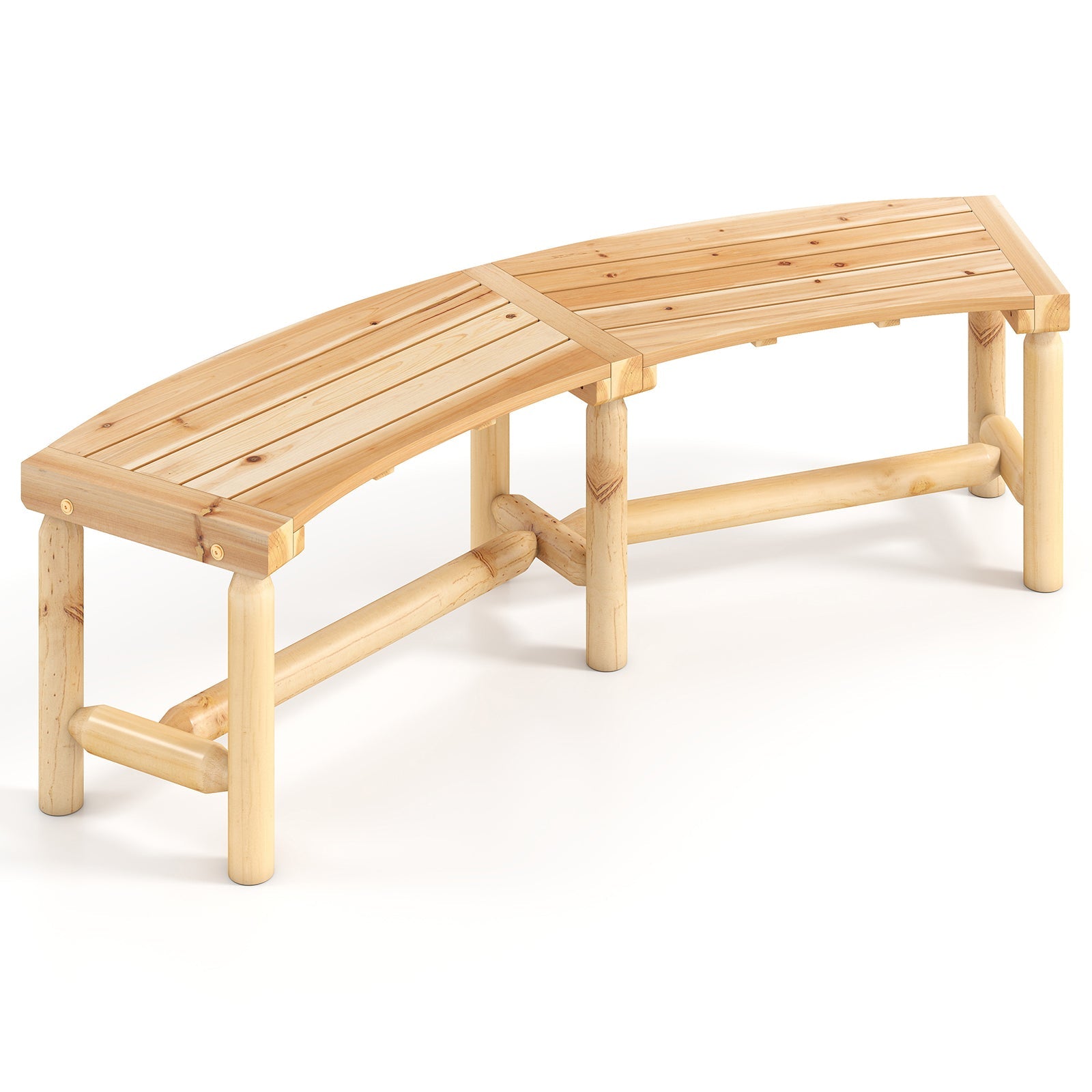 Curved Solid Wood Fire Pit Bench