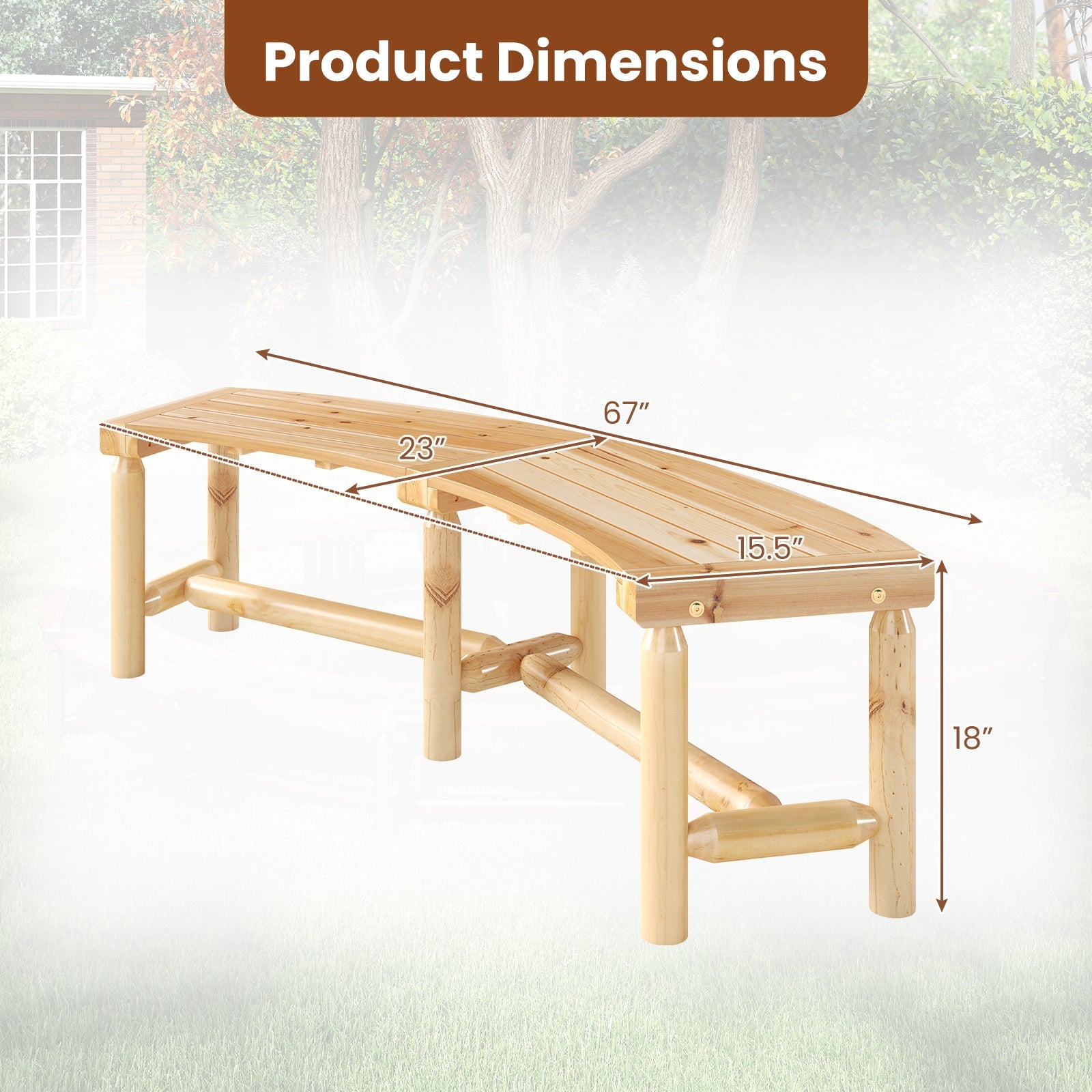 Curved Solid Wood Fire Pit Bench