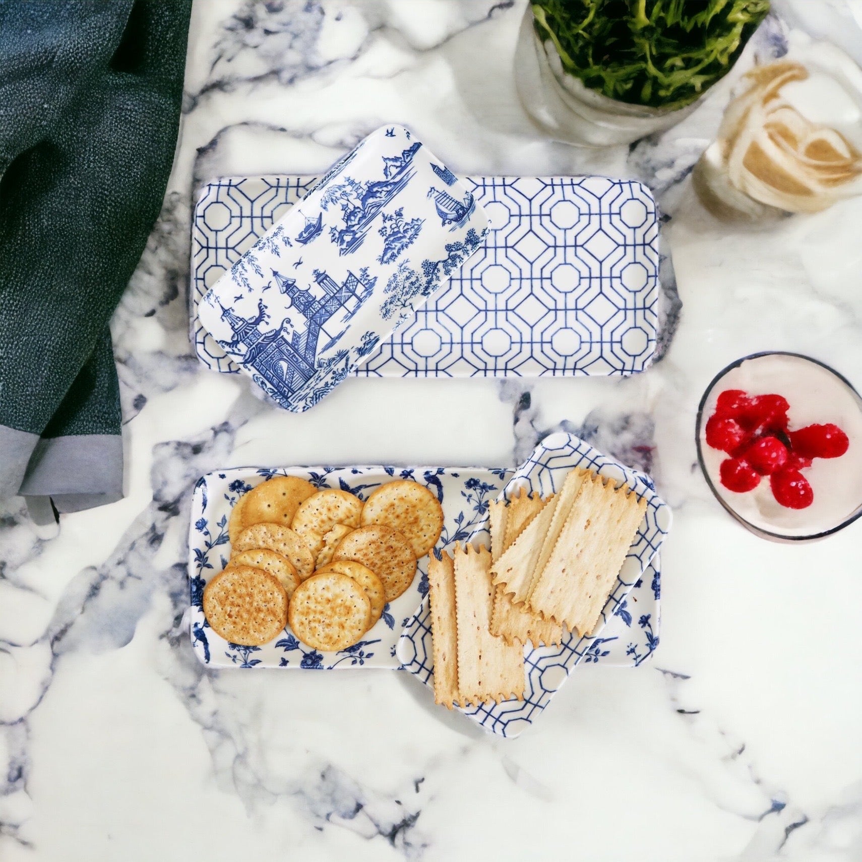 Chinoiserie Porcelain Serving Set — 4 Piece