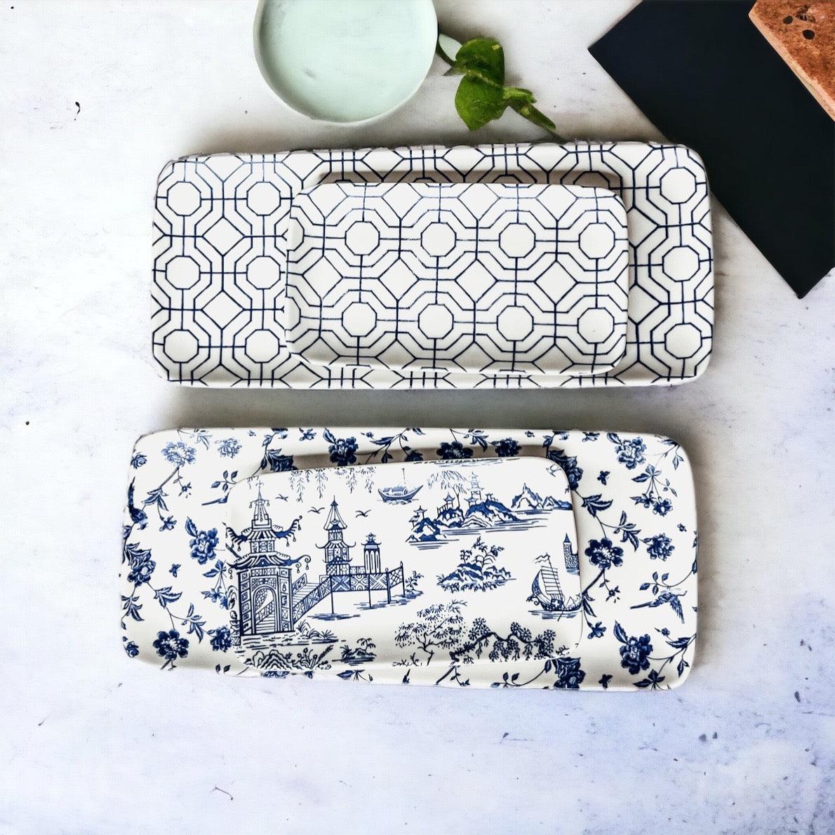 Chinoiserie Porcelain Serving Set — 4 Piece