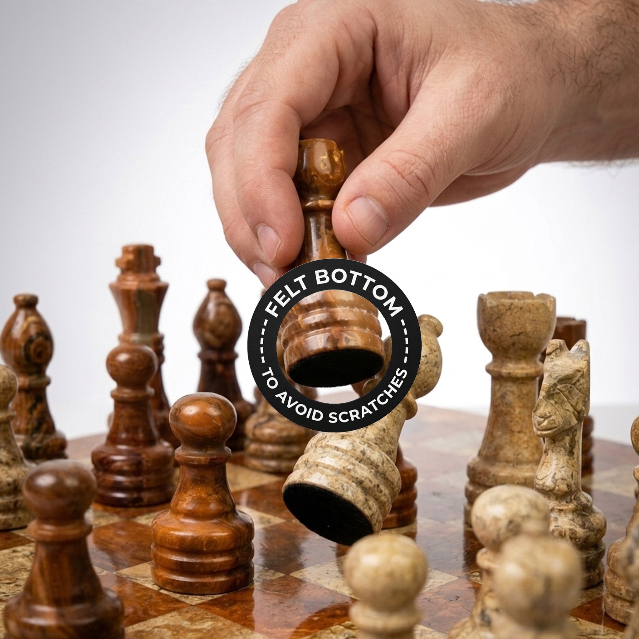 Brown & Coral Marble Chess Set — 12" – alternate product view