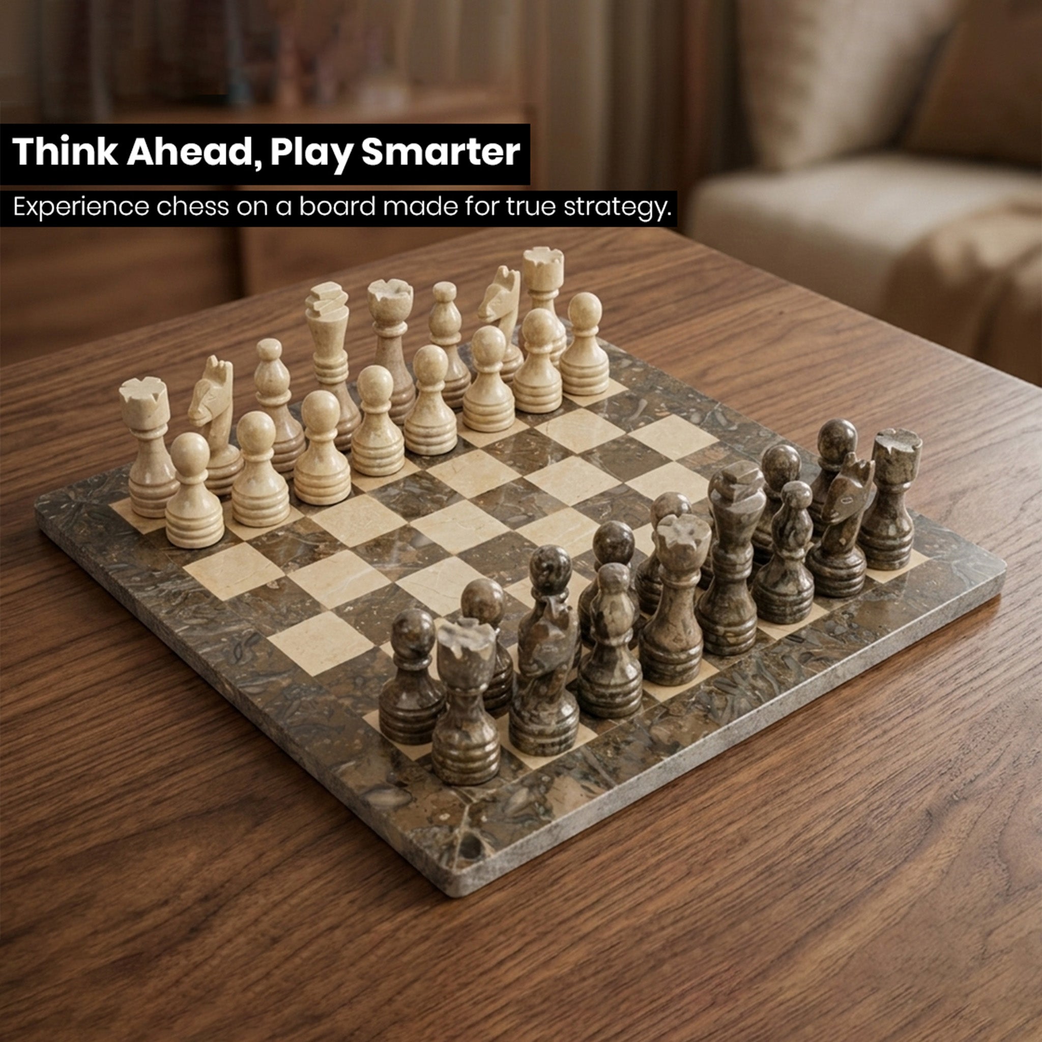 Grey and Verona Marble Chess Set 12 Inches - Premium Quality