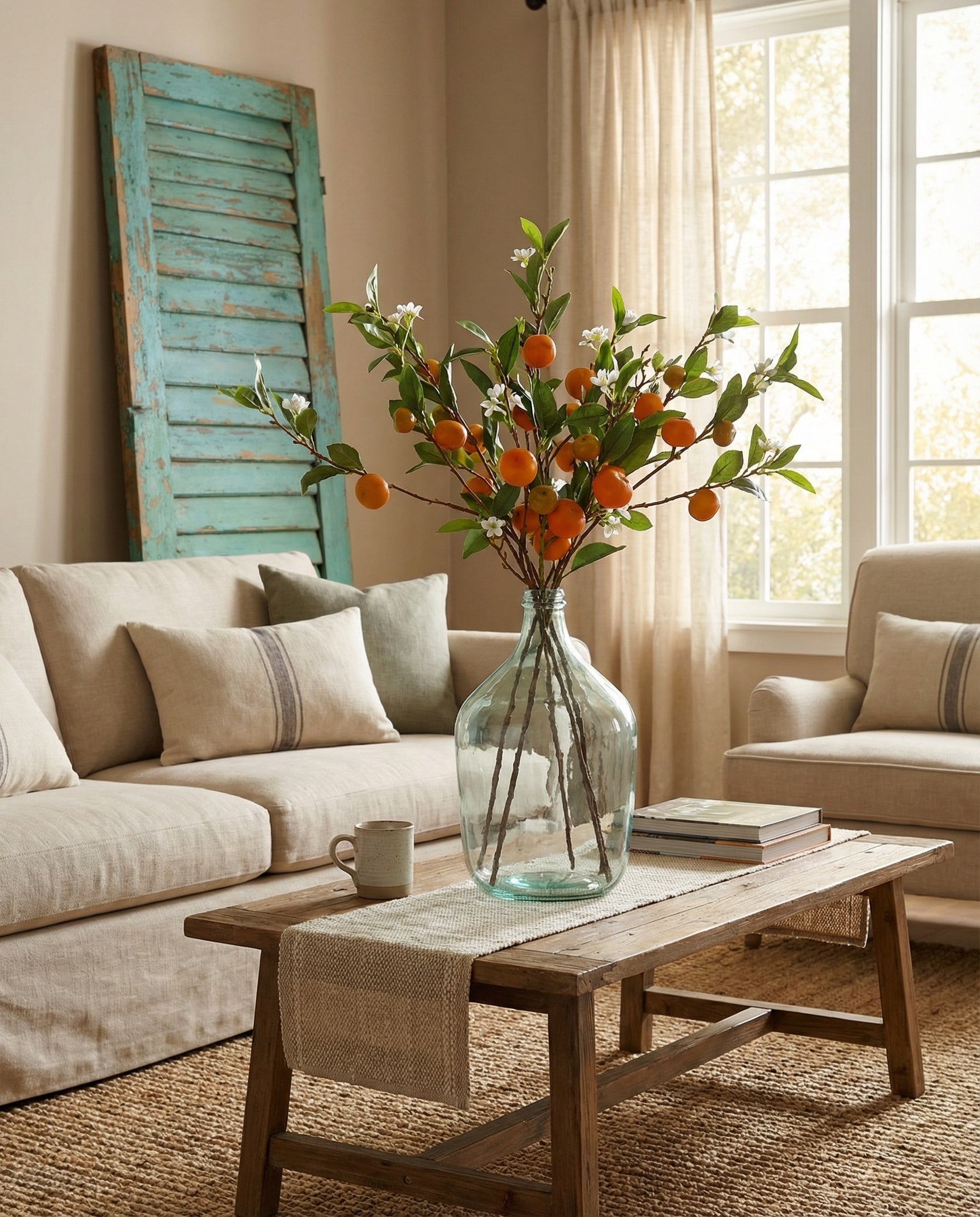Honey tangerine artificial branch stem