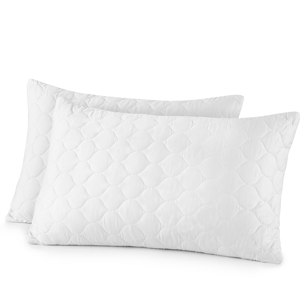 Organic Cotton Quilted Pillow Protectors — Set of 2