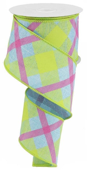 2.5" Printed Plaid On Royal, Ribbon