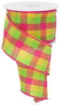 2.5" Woven Hot Pink Checkered Ribbon