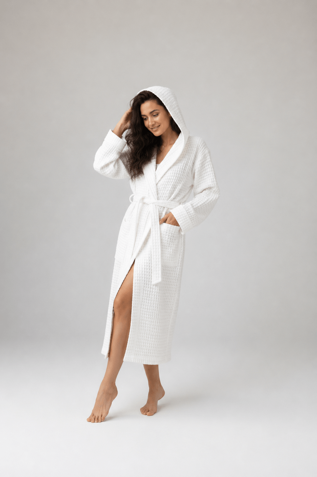 Organic Turkish Cotton Waffle Bathrobe – Lightweight Spa Robe