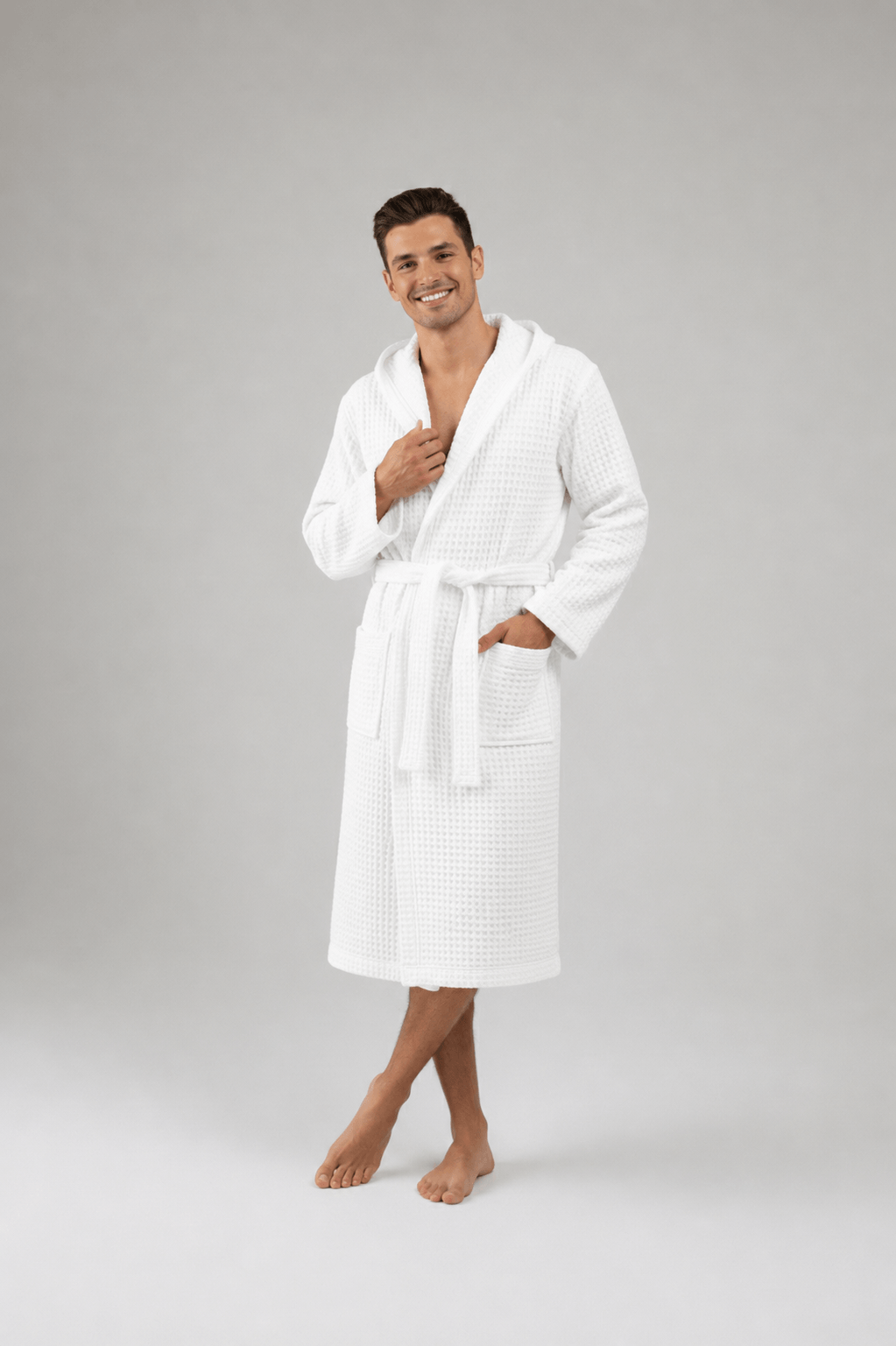 Organic Turkish Cotton Waffle Bathrobe – Lightweight Spa Robe for Men & Women