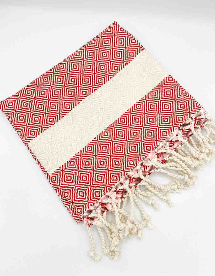 Red diamond hand towel product view