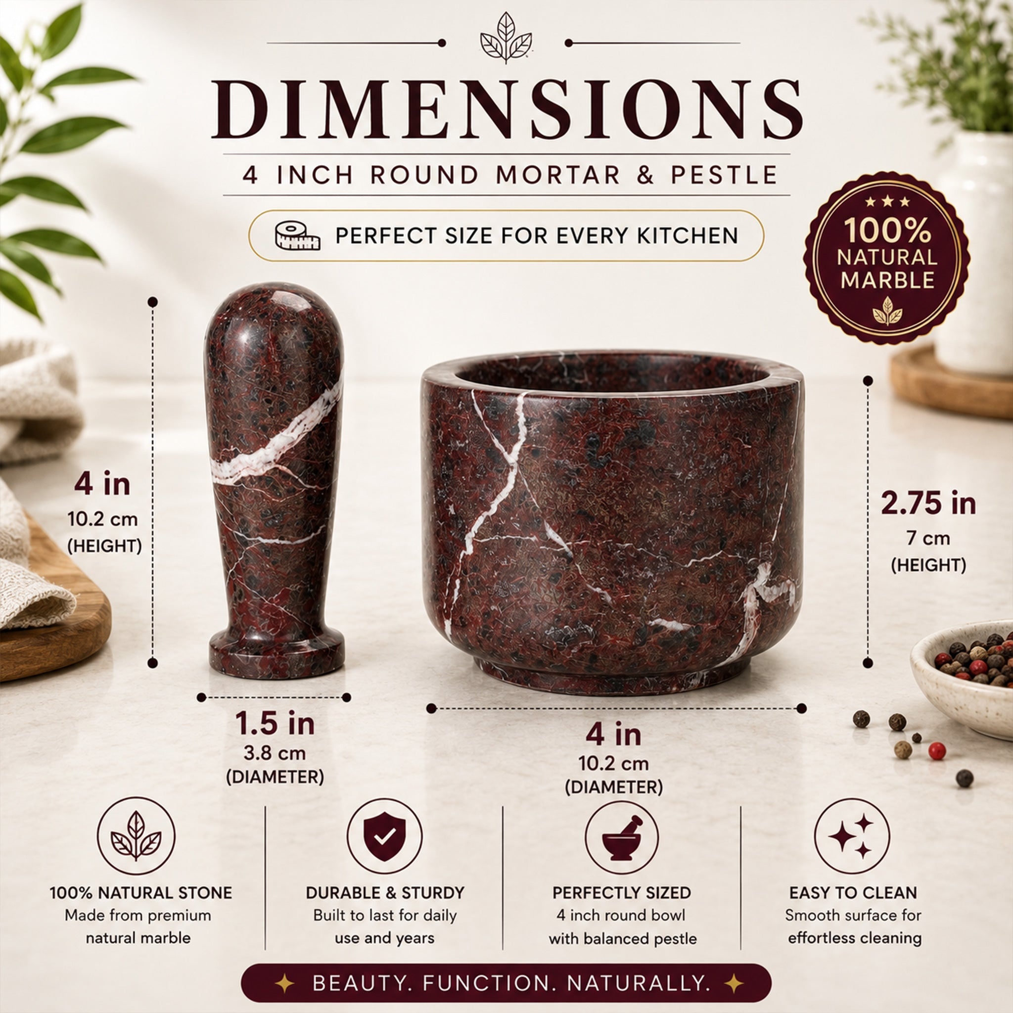 Red Zebra Mortar And Pestle (4 inch)