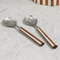 Lyra acacia and mother-of-pearl inlay serving set