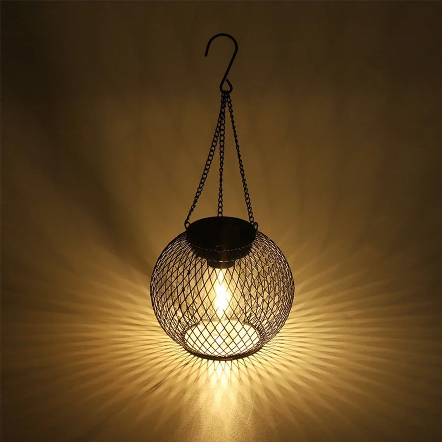 Solar Iron Hanging Garden Lantern
