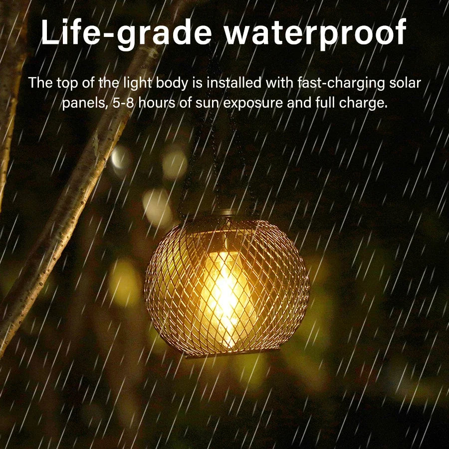 Solar Iron Hanging Garden Lantern