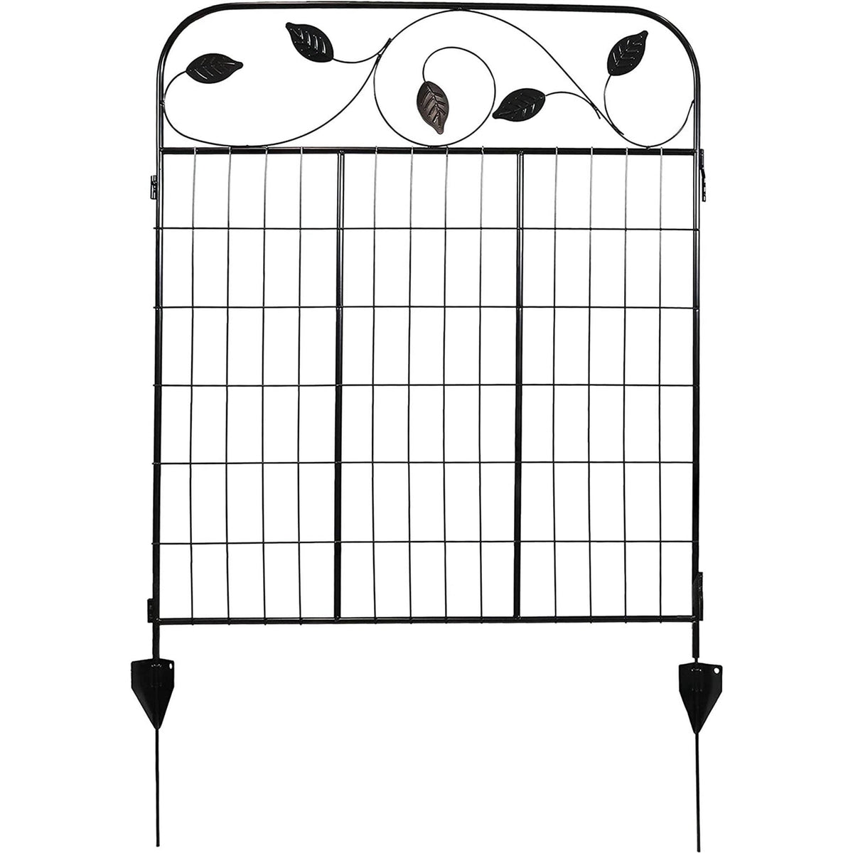 4-Pack Black Steel Garden Fence Panels with Stakes