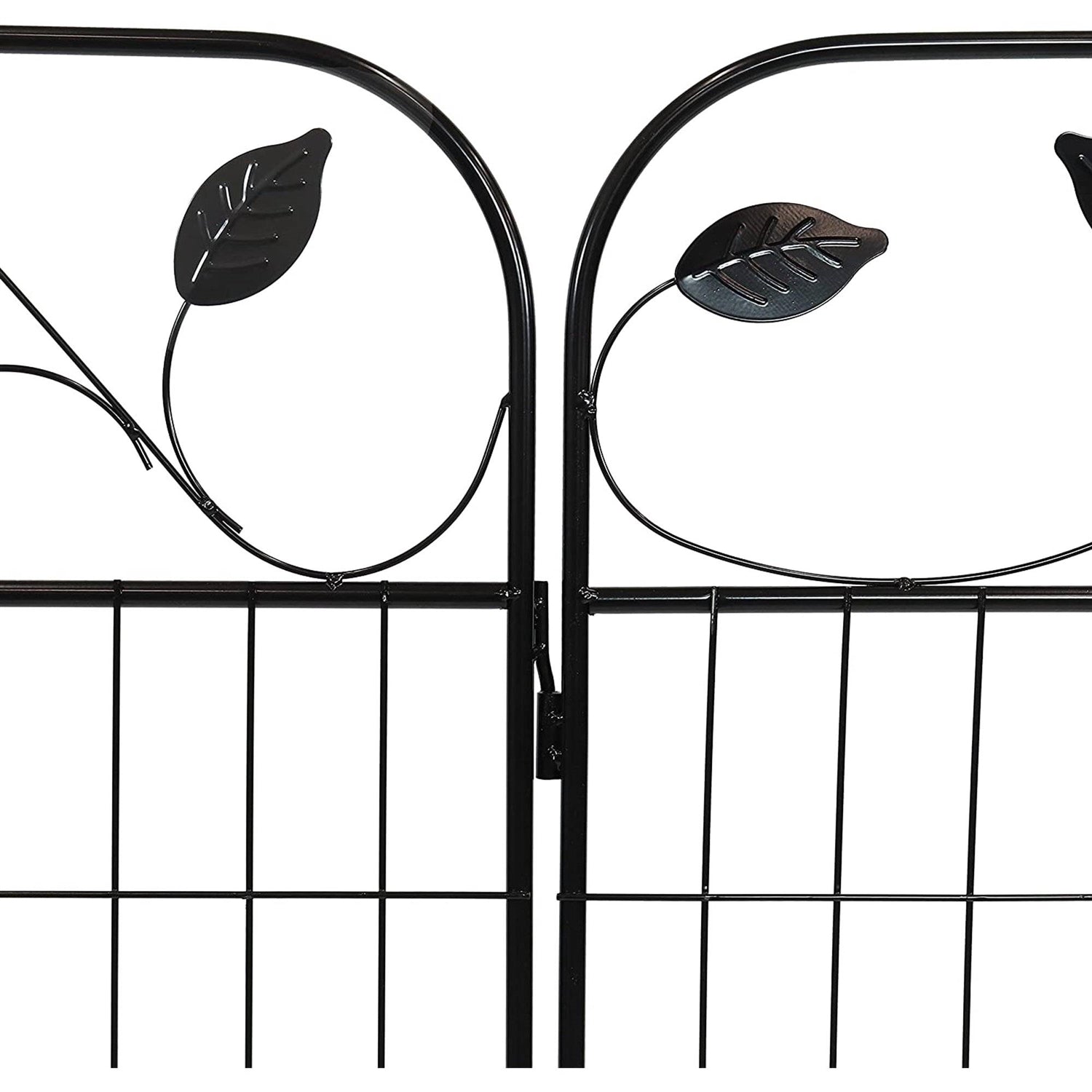 4-Pack Black Steel Garden Fence Panels with Stakes