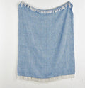 Tassel Blue Cotton Throw Blanket