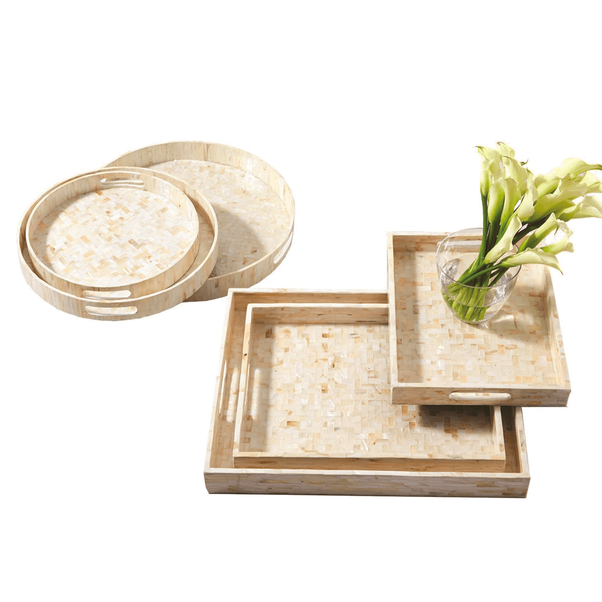 Cream Herringbone Mother-of-Pearl Tray