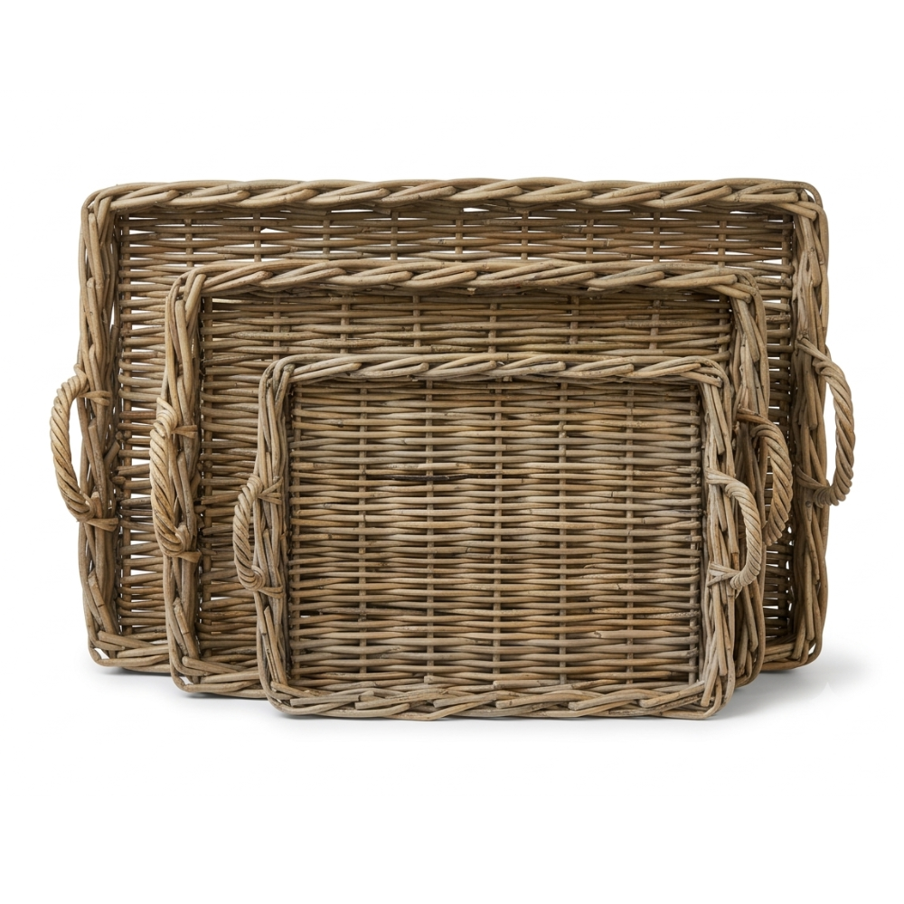 Cole rectangular farmhouse rattan serving tray