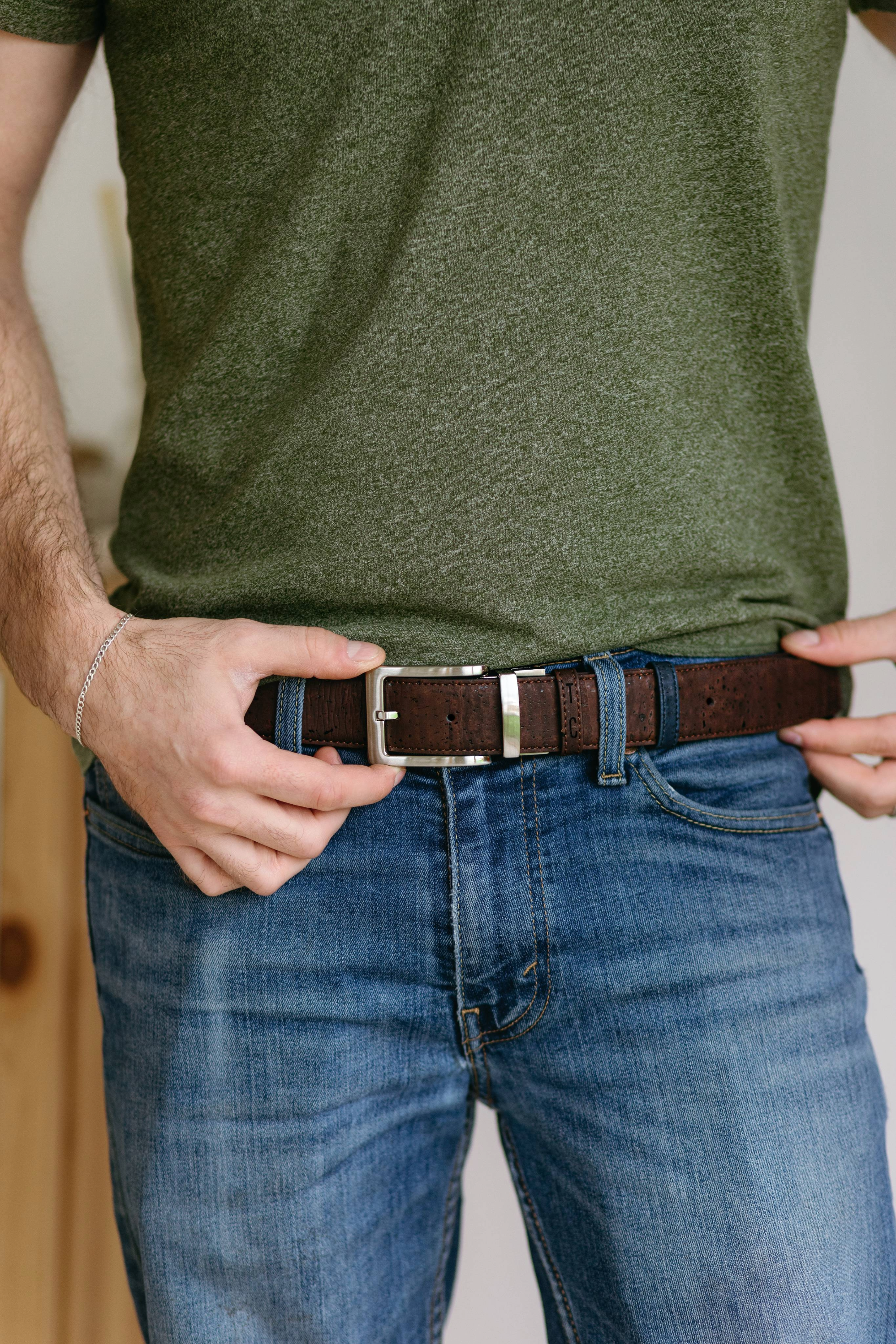 Cork Reversible Men's Belt (Brown/Navy)