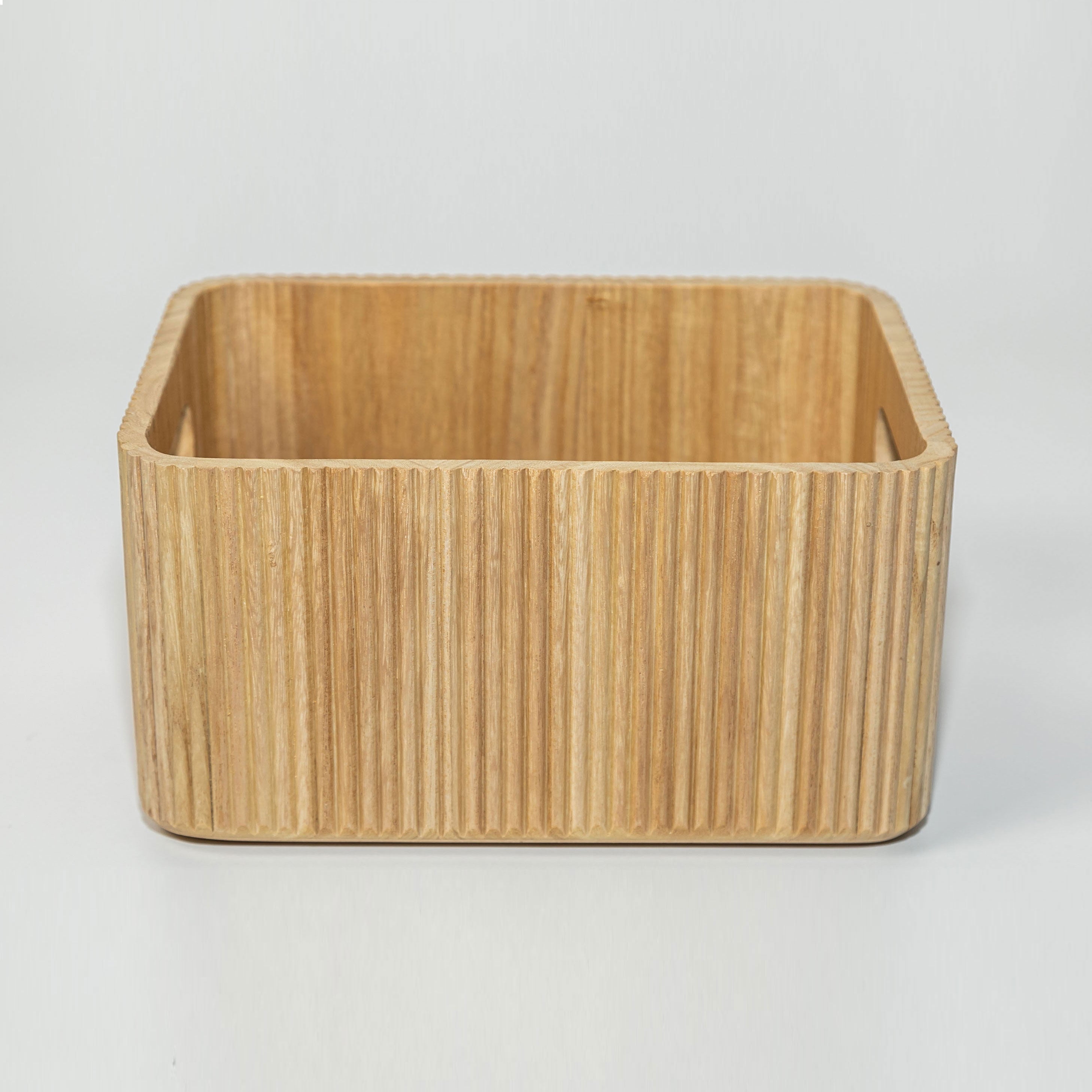 Wooden Ribbed Bins – Natural