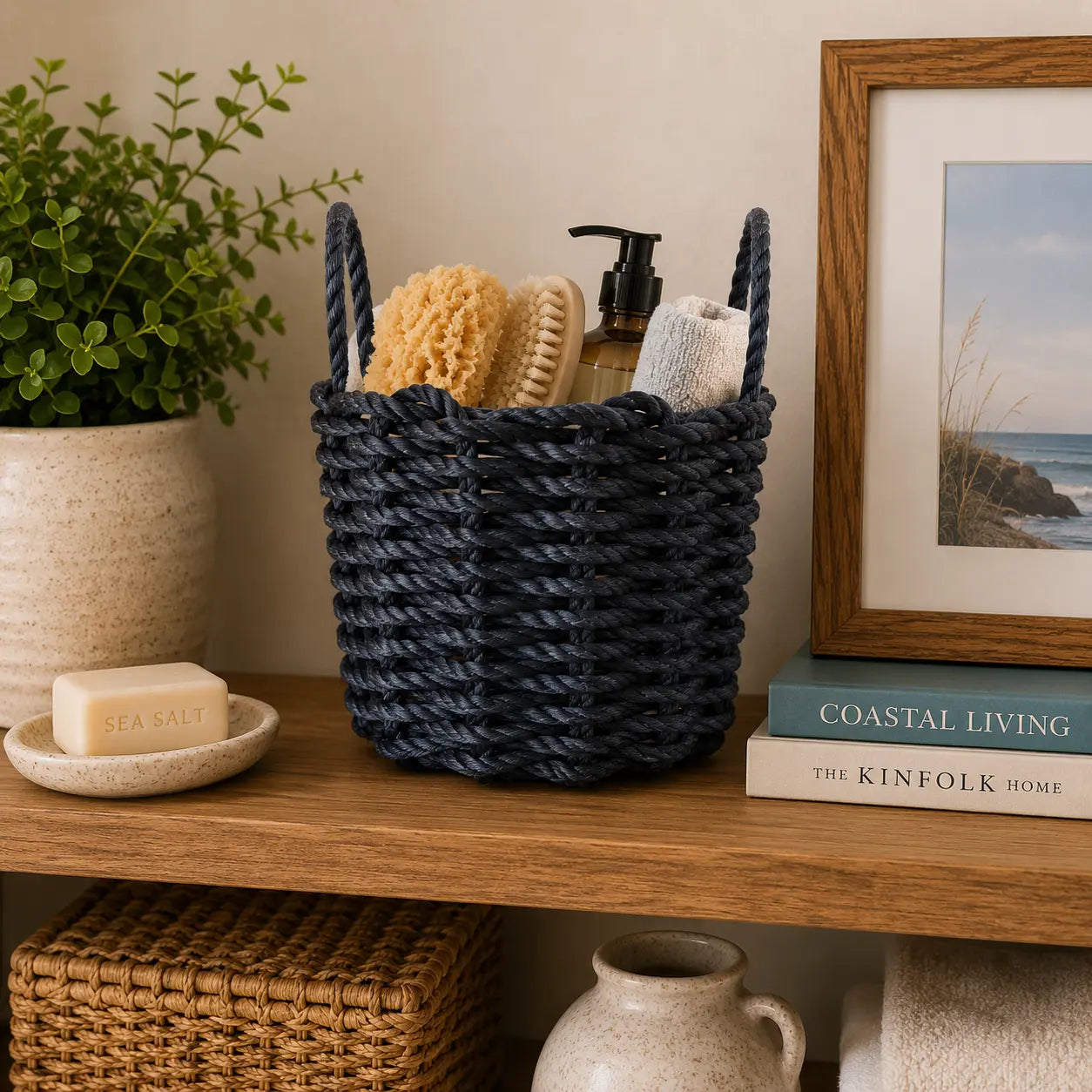 Solid color rope basket