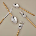 Sun and Moon five-piece gold-tone flatware set