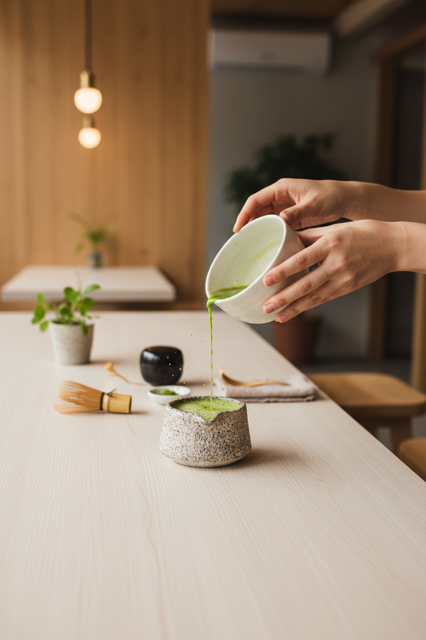 Handmade Stoneware Matcha Bowl — Oats Collection