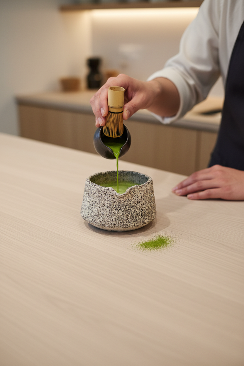 Handmade Stoneware Matcha Bowl — Oats Collection