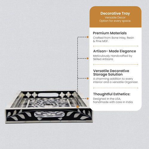 Alhambra Negra black and white bone and resin inlay tray