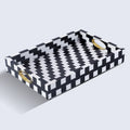 Black White Optique Pixel Resin Decorative Tray Brass 11x17