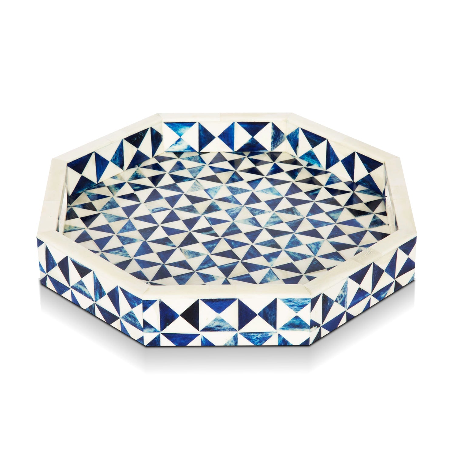 Ory blue and white octagon bone inlay tray