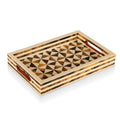 Decorative Tray Triangle Pattern Resin Inlay Brown -12"x 8"
