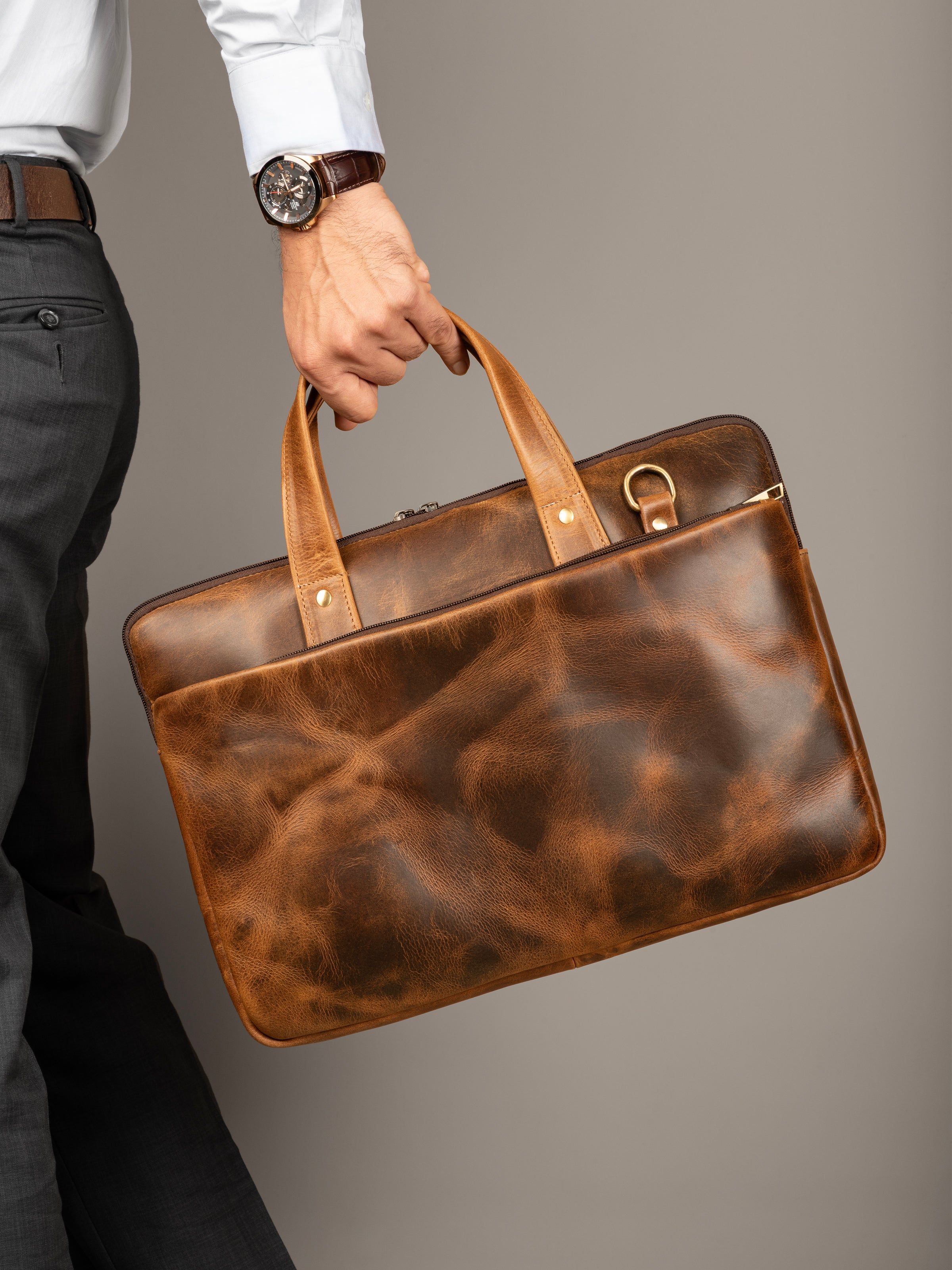 Harbor Full-Grain Buffalo Leather Briefcase