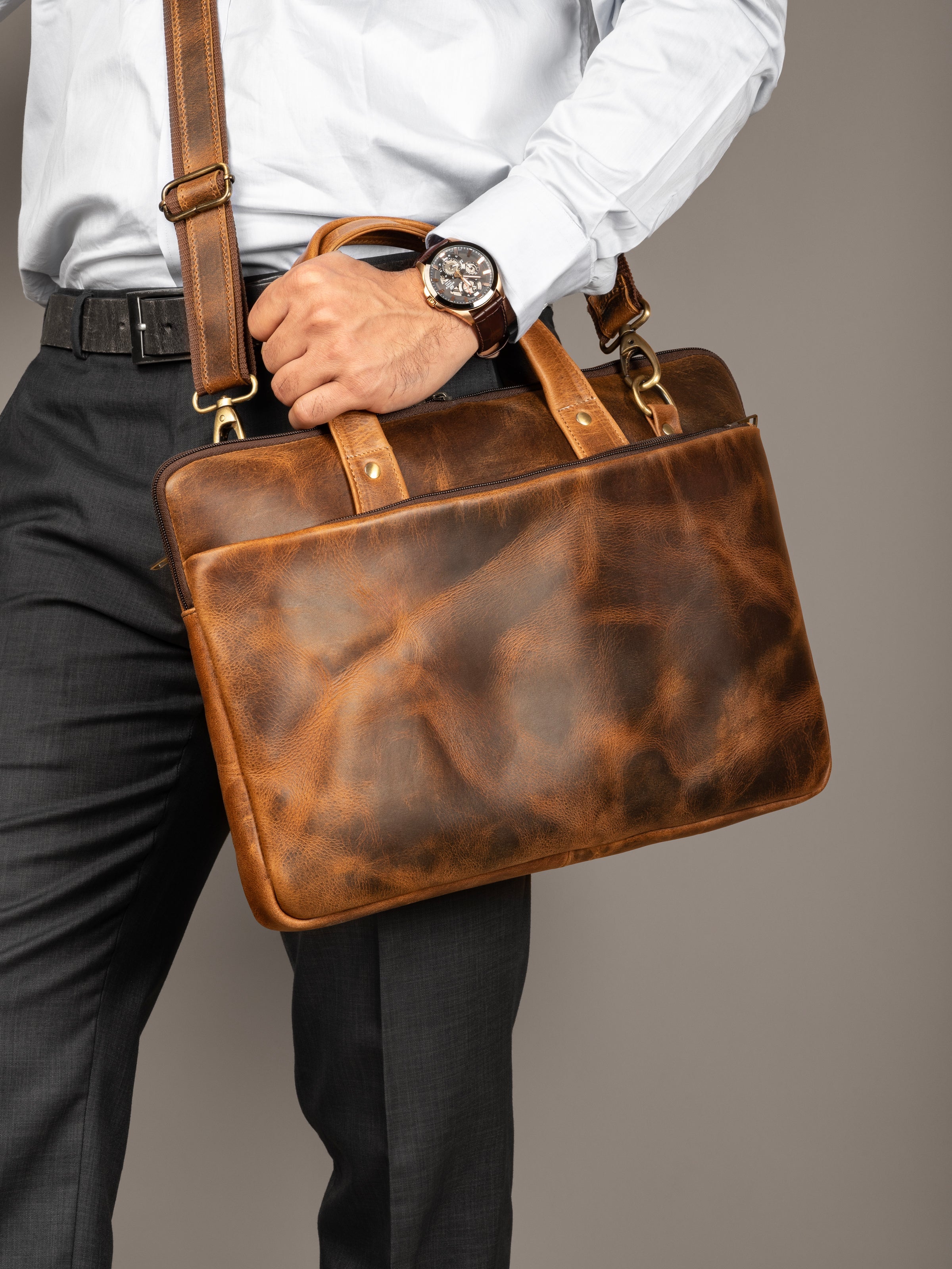 Harbor Full-Grain Buffalo Leather Briefcase