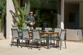 Topaz nine-piece teak rectangular outdoor dining set