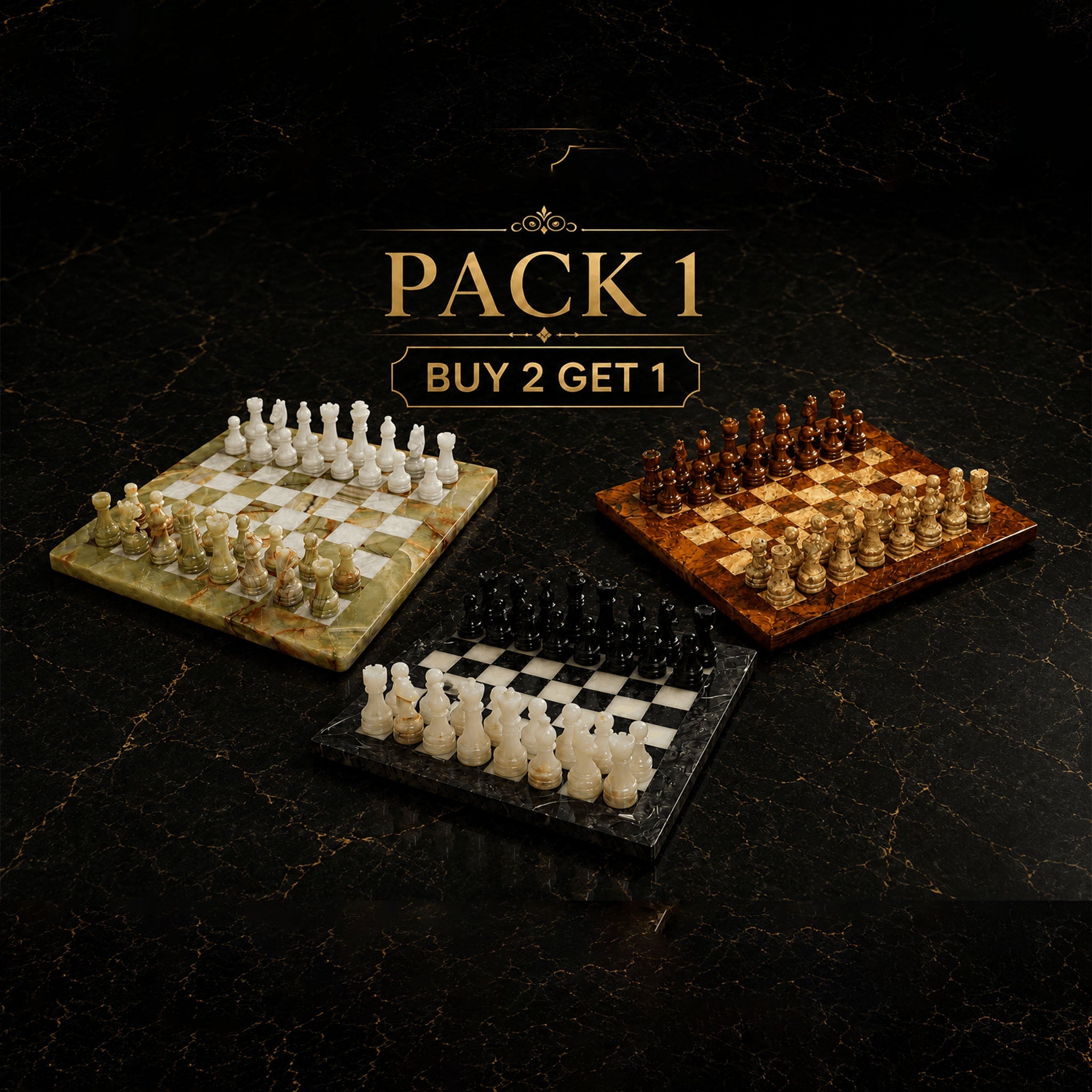 Triple the Fun: Buy 2 Marble Chess Sets, Get 1 Free