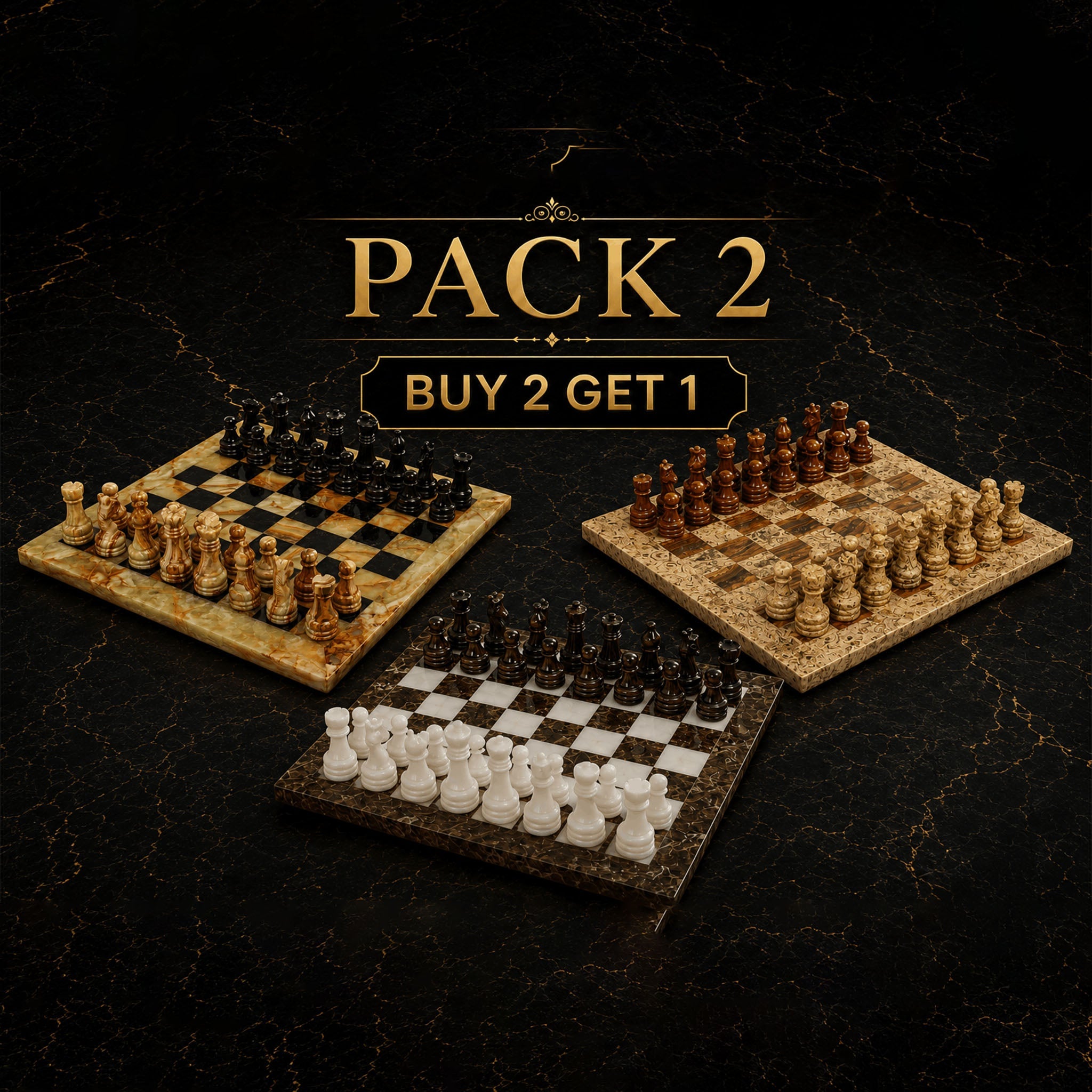 Triple the Fun: Buy 2 Marble Chess Sets, Get 1 Free
