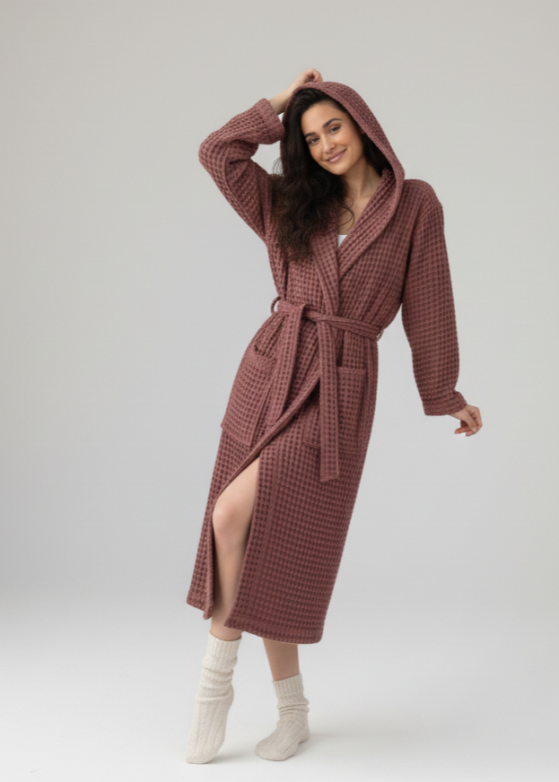 Organic Turkish Cotton Waffle Bathrobe – Lightweight Spa Robe