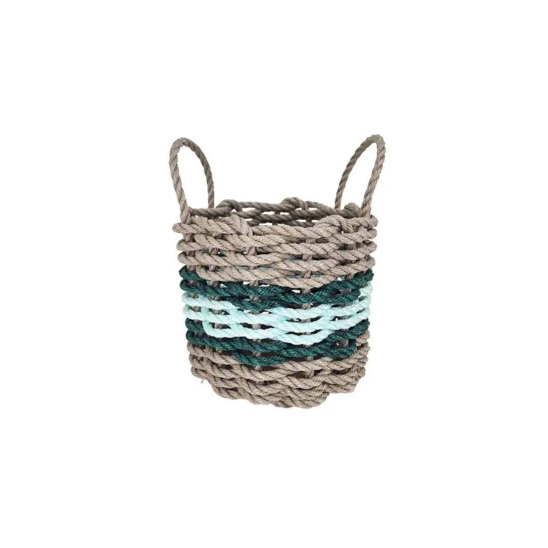 Tan, seafoam and green rope basket